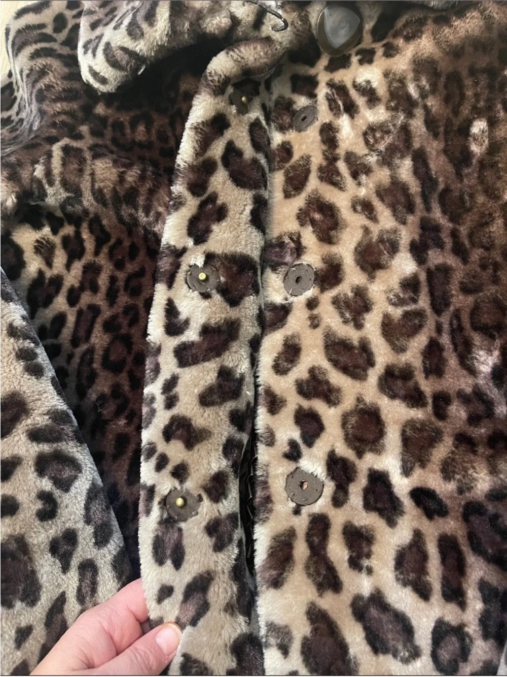 Vintage Dennis Basso Leopard Faux Fur Coat Jacket Sz XS